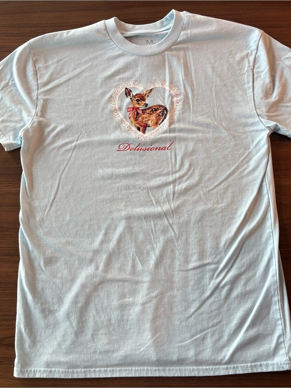 IML Isaac Morris Soft Light Blue Tee - Graphic Logo Medium